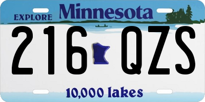 MN license plate 216QZS