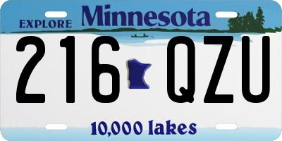 MN license plate 216QZU