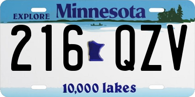 MN license plate 216QZV