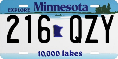 MN license plate 216QZY