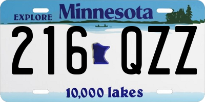 MN license plate 216QZZ