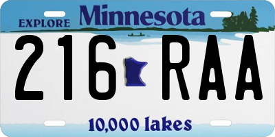 MN license plate 216RAA