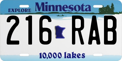 MN license plate 216RAB