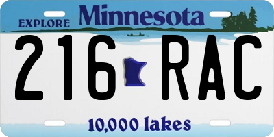 MN license plate 216RAC