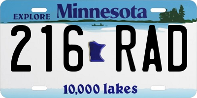 MN license plate 216RAD