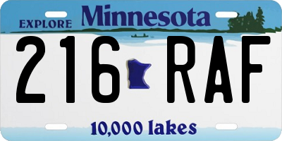 MN license plate 216RAF