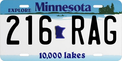 MN license plate 216RAG