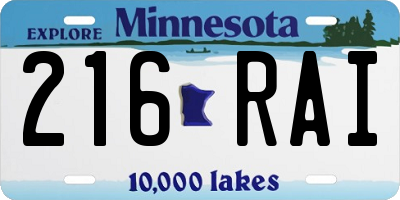 MN license plate 216RAI