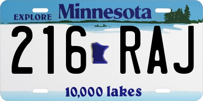 MN license plate 216RAJ
