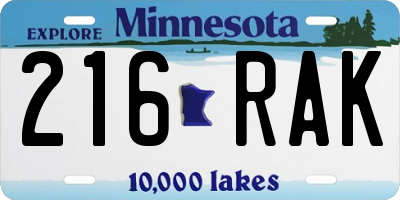 MN license plate 216RAK