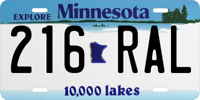 MN license plate 216RAL