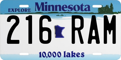 MN license plate 216RAM