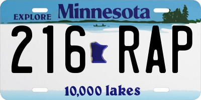 MN license plate 216RAP