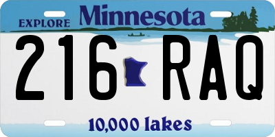 MN license plate 216RAQ