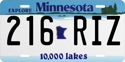 MN license plate 216RIZ