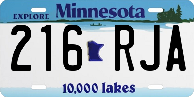 MN license plate 216RJA