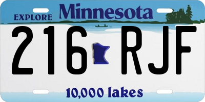 MN license plate 216RJF