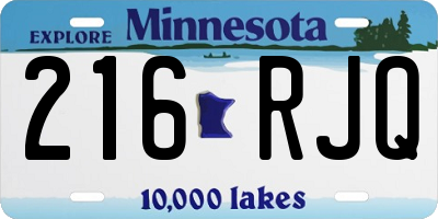 MN license plate 216RJQ