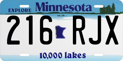 MN license plate 216RJX