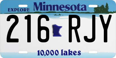 MN license plate 216RJY