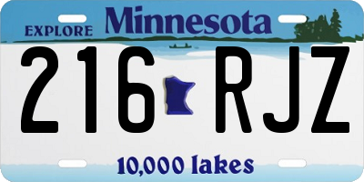MN license plate 216RJZ