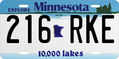 MN license plate 216RKE