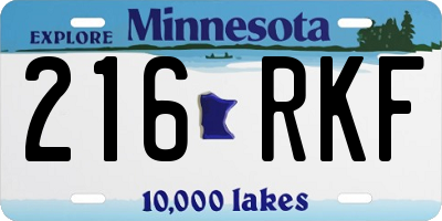 MN license plate 216RKF