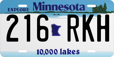 MN license plate 216RKH