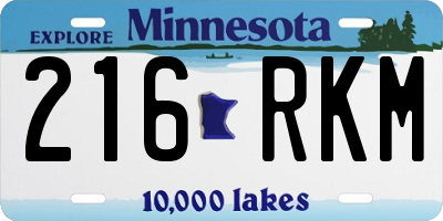 MN license plate 216RKM