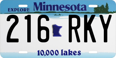 MN license plate 216RKY