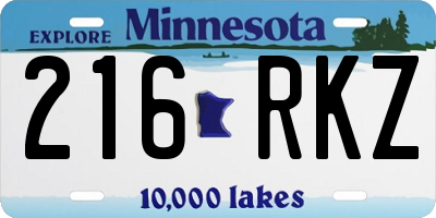 MN license plate 216RKZ