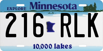MN license plate 216RLK