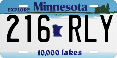 MN license plate 216RLY