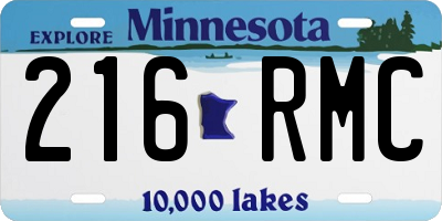MN license plate 216RMC