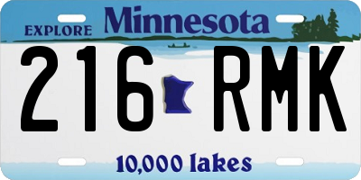 MN license plate 216RMK