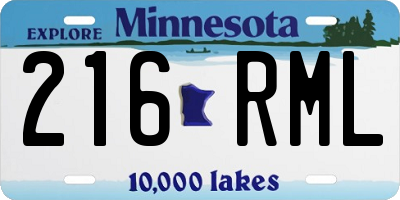 MN license plate 216RML