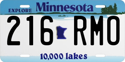 MN license plate 216RMO