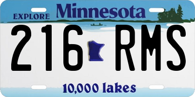 MN license plate 216RMS