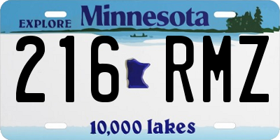 MN license plate 216RMZ