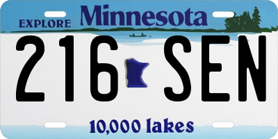 MN license plate 216SEN