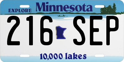 MN license plate 216SEP