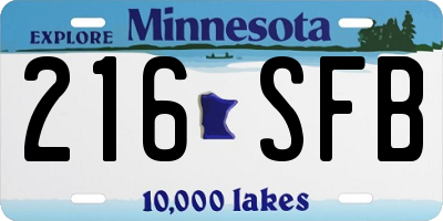 MN license plate 216SFB