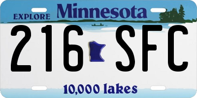MN license plate 216SFC