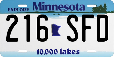MN license plate 216SFD