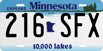 MN license plate 216SFX