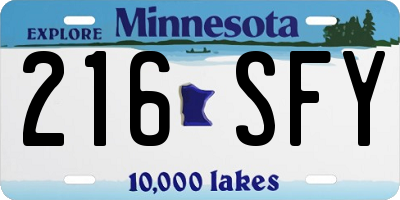MN license plate 216SFY