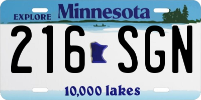 MN license plate 216SGN