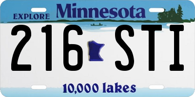 MN license plate 216STI