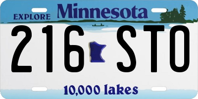 MN license plate 216STO