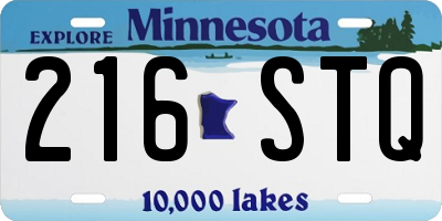 MN license plate 216STQ